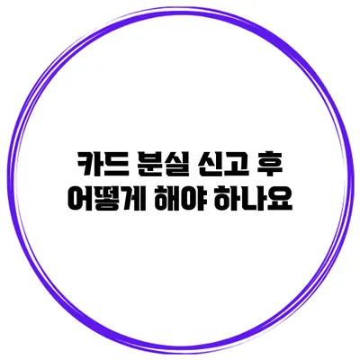 카드 분실 신고 후 어떻게 해야 하나요?